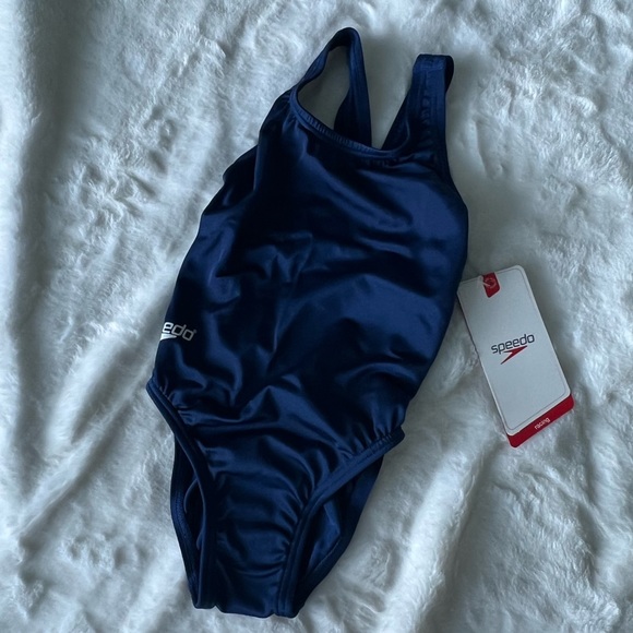 NWT Speedo Learn to Swim Navy One Piece Swimsuit Size 4/20 - Picture 2 of 11
